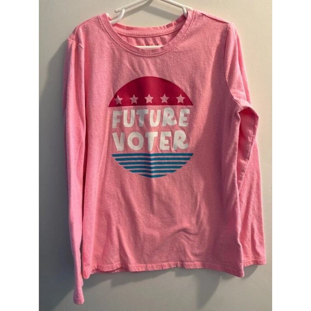 Cat & Jack Hot Pink Long Sleeve Future Voter Stars and Stripes Election Tee